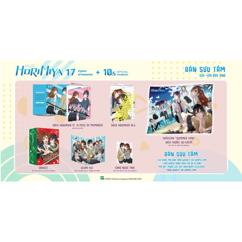 Horimiya gồm Tập 17 + Official Fanbook Tập 10.5 bản Sưu Tầm Boxset