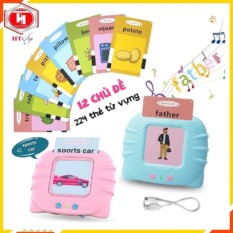 Máy đọc thẻ song ngữ Anh Việt, Máy đọc thẻ tiếng Anh loại 224 từ vựng 112 thẻ