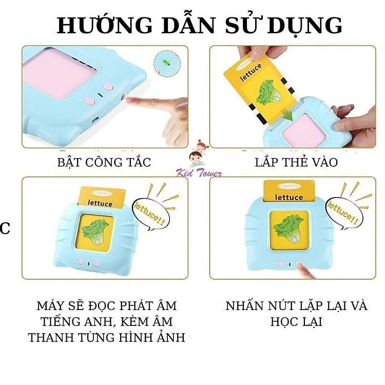 Máy đọc thẻ song ngữ Anh Việt, Máy đọc thẻ tiếng Anh loại 224 từ vựng 112 thẻ