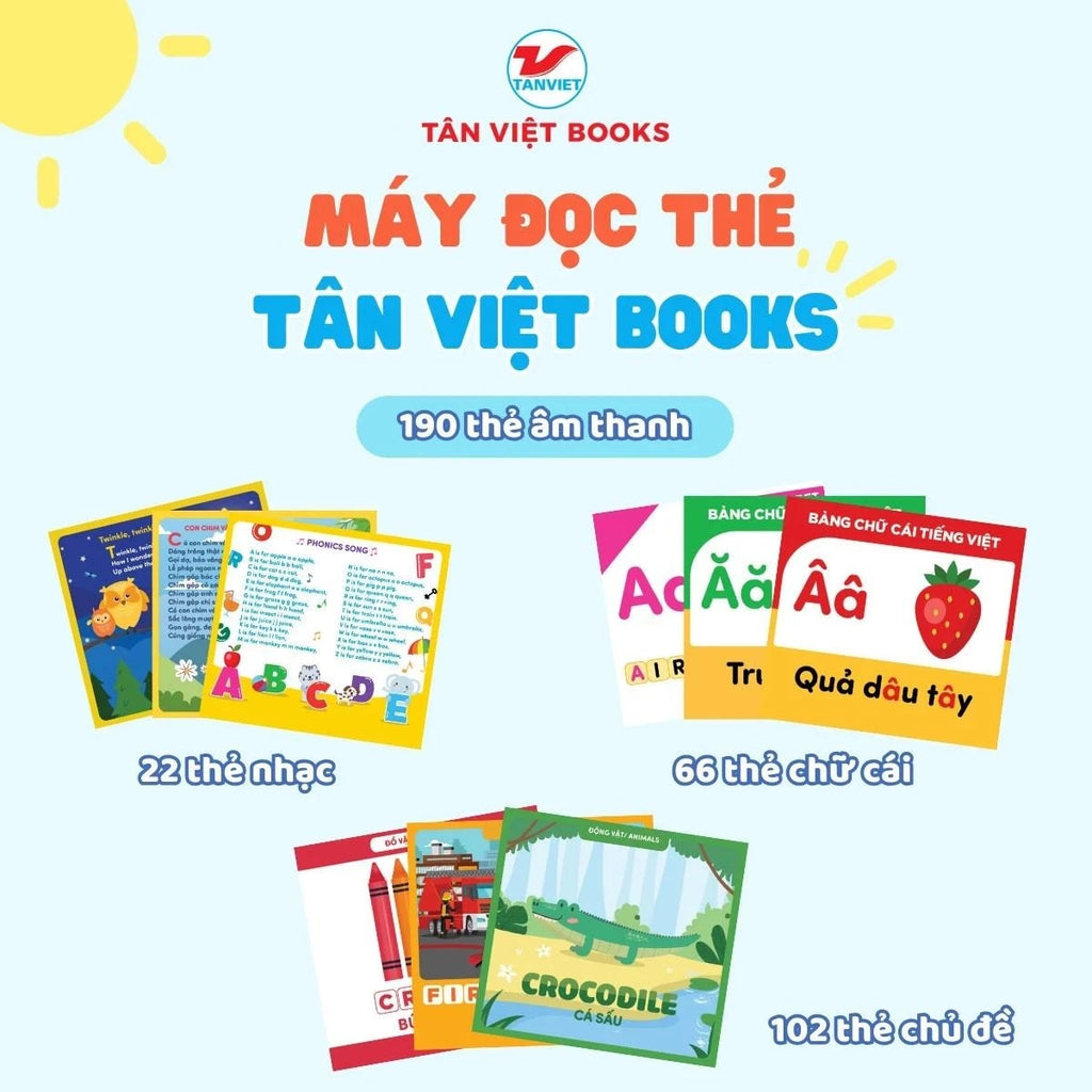 Máy Đọc Thẻ Tân Việt Book 3 Trong 1 - Song Ngữ Anh-Việt