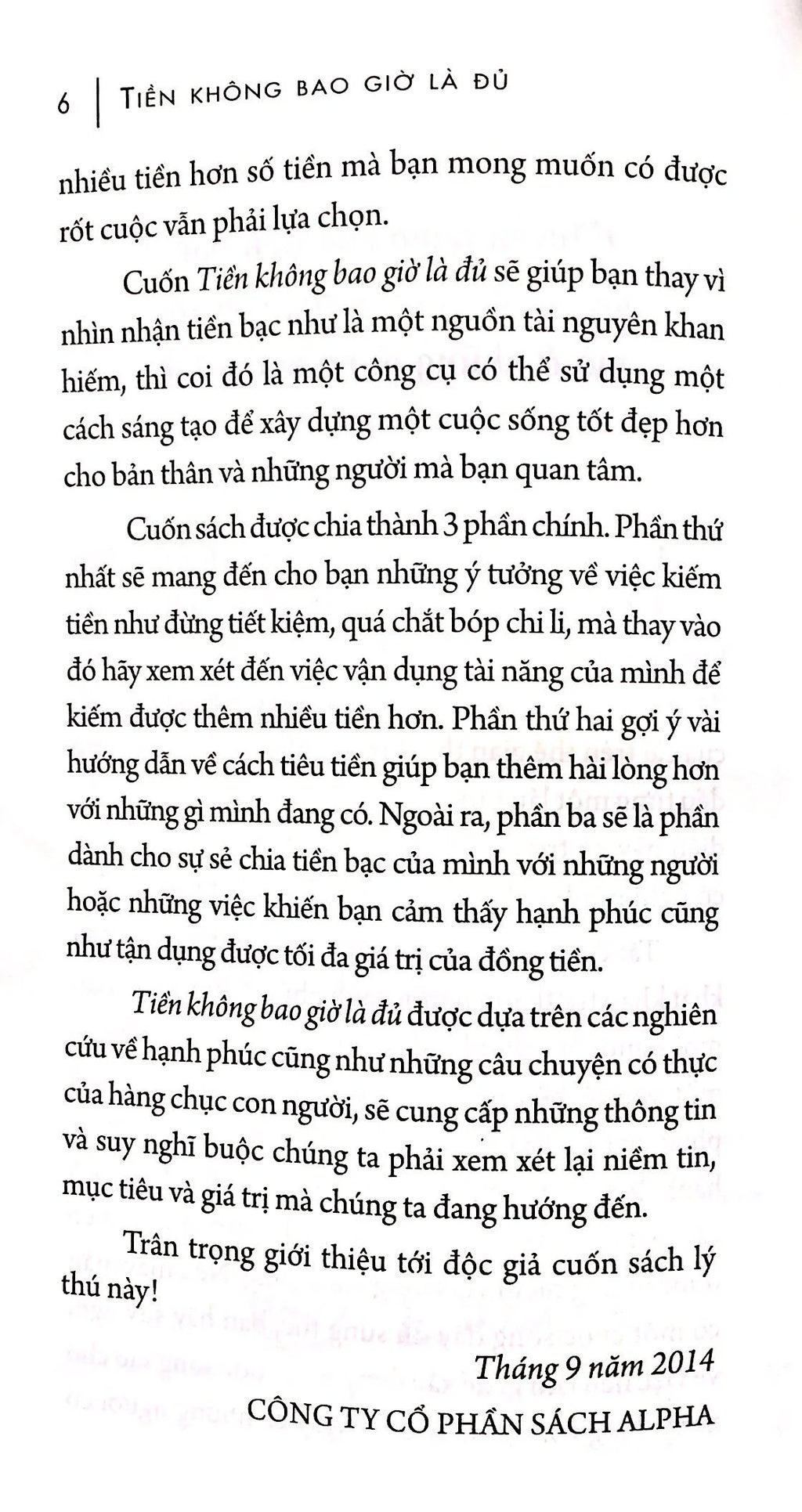 Tiền Không Bao Giờ Là Đủ