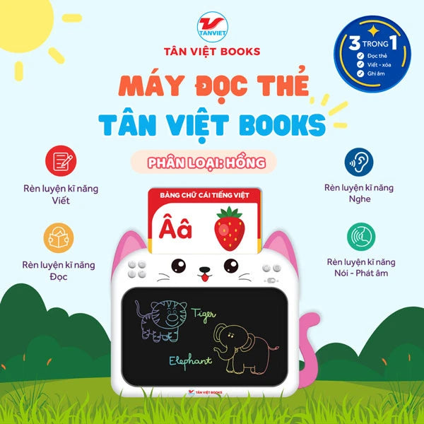 Máy Đọc Thẻ Tân Việt Book 3 Trong 1 - Song Ngữ Anh-Việt